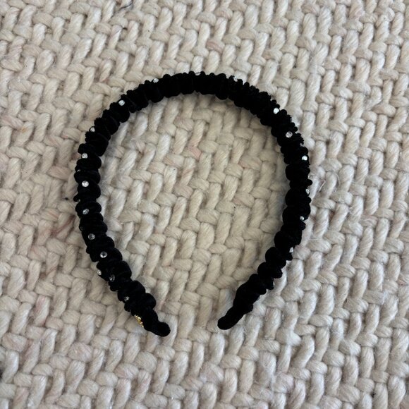 Lele Sadoughi Jet Velvet Crystal Embellished Jessie Headband - Picture 4 of 5